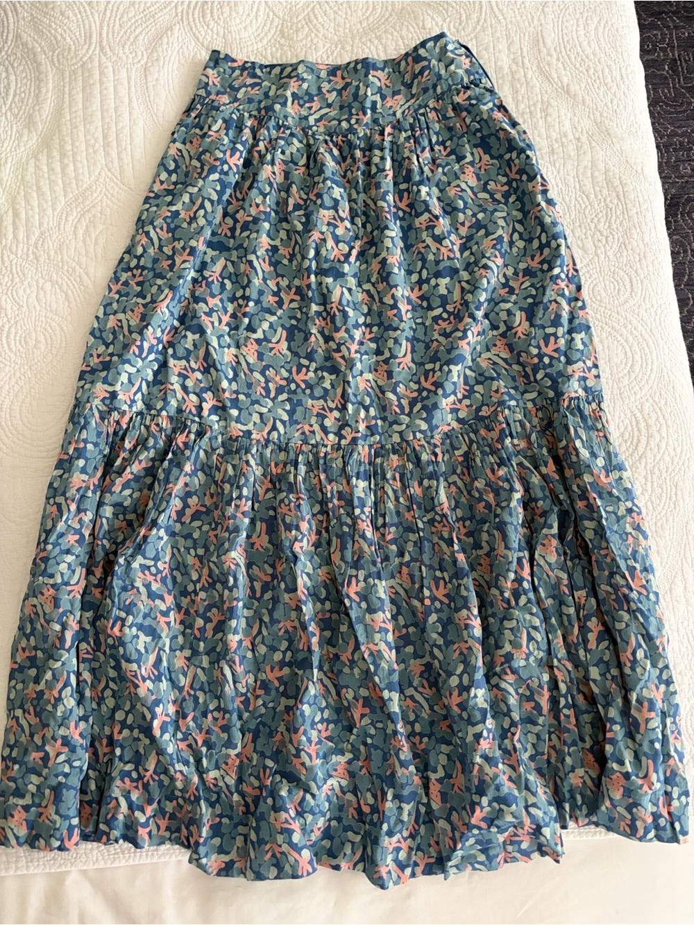 Mirth Blue Floral Tiered Maxi Skirt